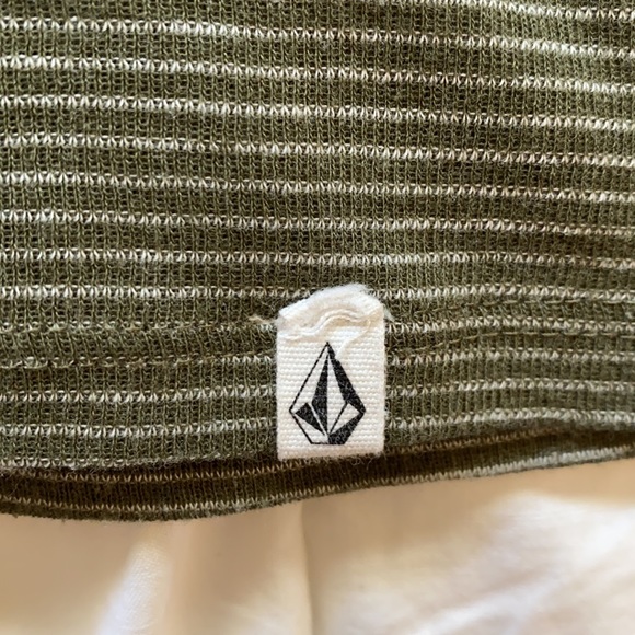 Green Stripped Mock Neck Volcom T-shirt - Picture 4 of 5